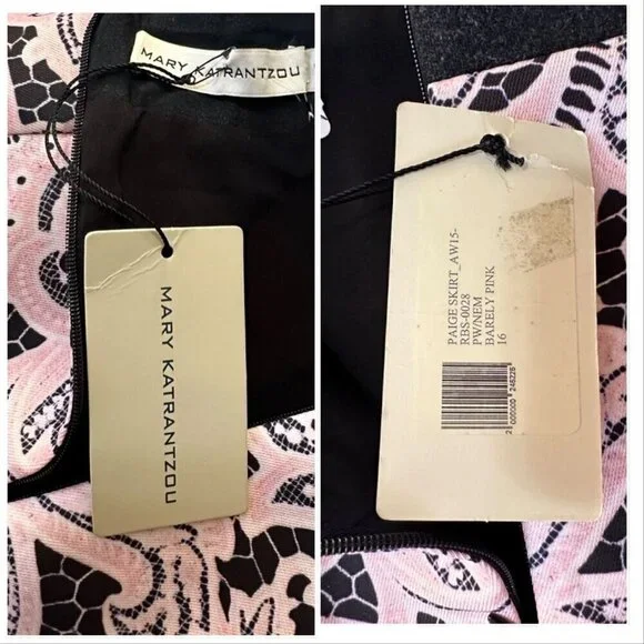 Mary Katrantzou Paige printed satin‎ twill mini skirt, Pink Size US12, Nwt